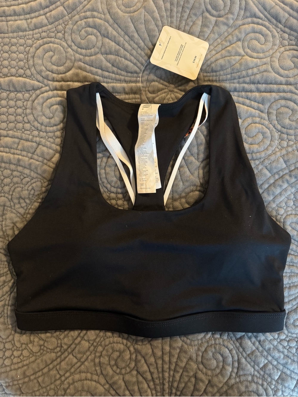 NWT Fabletics Kessler Medium Impact Sports Bra Black with Animal Print- Medium